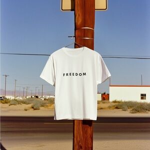 Unisex White T-Shirt with 'FREEDOM' Print